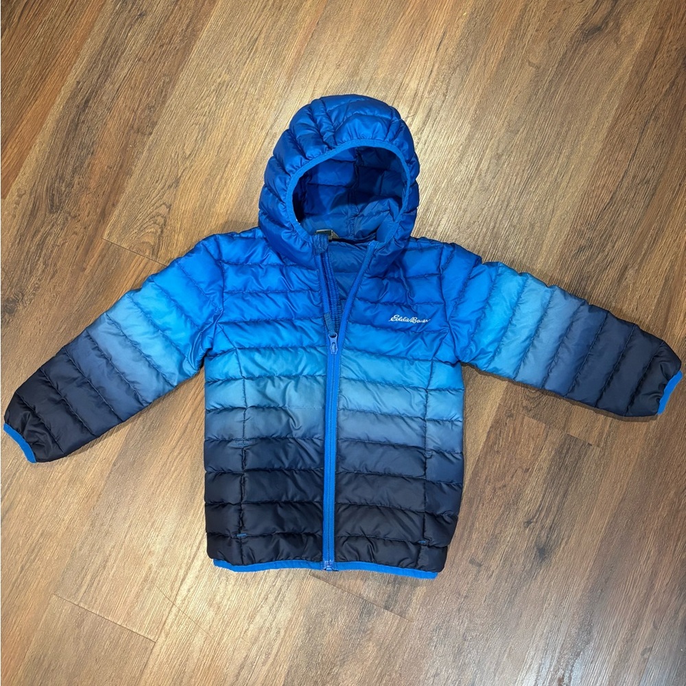 Eddie Bauer CirrusLite Weather Resistant Down Coat Used Boys 4T Nebulas Blue
